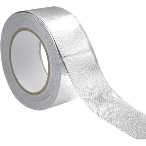 Ruban adhésif aluminium Bande d'étanchéité 5CM par 50m Epaisseur 0.08MM renforcé avec un tissu en maille de verre pour ventilations, Résistance aux hautes températures, Argent