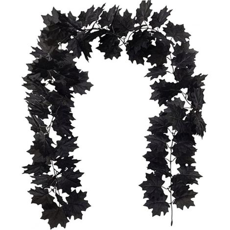 Halloween Automne Feuille D'érable Guirlande Artificielle Noir (68.90 Pouces) Automne Guirlande Suspendue Feuilles d'automne Vigne pour Thanksgiving Halloween Décor