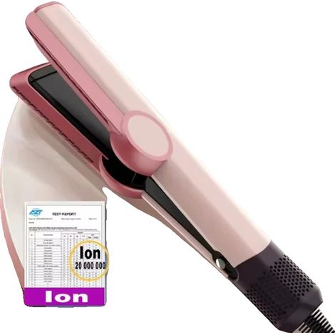 Plancha de pelo 2 en 1, control inteligente de temperatura, rosa, con 2 pinzas, UE (1/2)