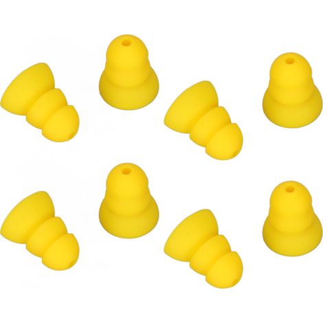 Lot de 8 embouts auriculaires pour appareils auditifs, 3 couches, en silicone souple, de rechange, BTE/ITE, pour appareils auditifs de poche, bouchons d'oreille, jaunes