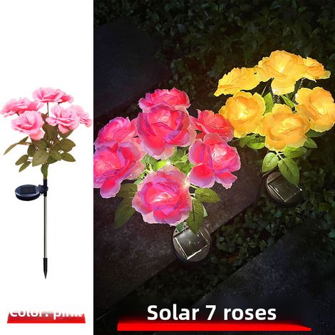 Künstlicher Rosenstrauß mit 7 Köpfen und LED-Beleuchtung, für Hochzeiten, Innenhöfe oder Valentinstag (rosa), im Großhandel erhältlich. (1/5)