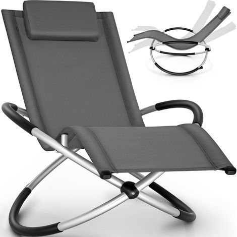 tillvex Tumbona Plegable para Playa Antracita, Jardín Silla Mecedora para Terraza - Reclinable y Regulable Soporta hasta 180 kg (1/5)