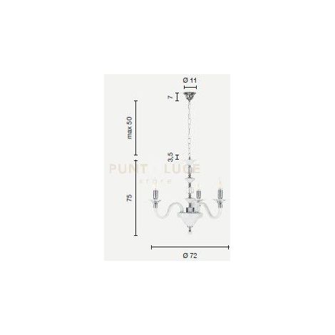 LAMPADARIO GALA 3 LUCI ATTACCO E14 ORO E TRASPARENTE D.72CM