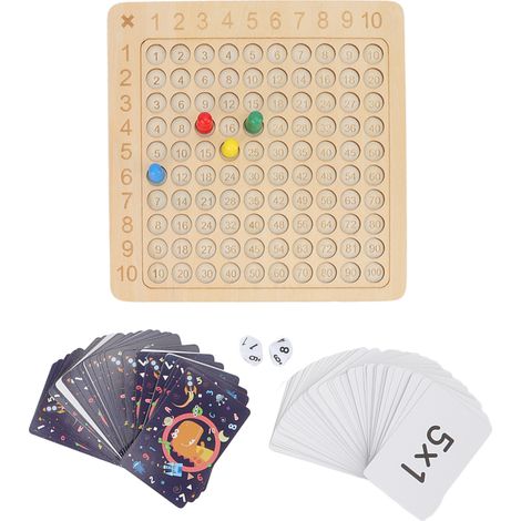 Tableau de multiplication en bois Montessori pour enfants, jeu éducatif de comptage et de multiplication, plateau d'apprentissage (1/5)