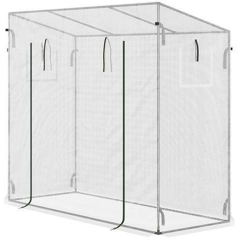 Serre Jardin anti-UV blanche – 2 fenêtres moustiquaires, barres renfort – 200x76x168 cm (1/5)