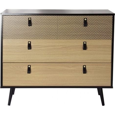 Commode 3 tiroirs à motifs chevron CHELSEA (1/5)
