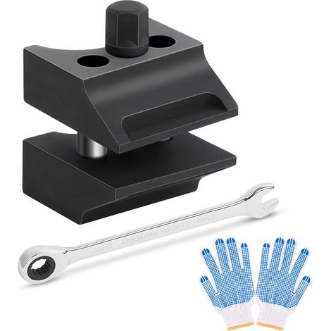 Écarteur d'amortisseur à moyeu fendu, outil de suspension automobile à double tête, kit d'entretien avec gants et clé (1/5)