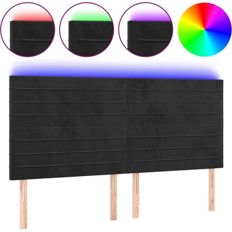 Maison Exclusive - Testiera a LED Nera 200x5x118/128cm in Velluto