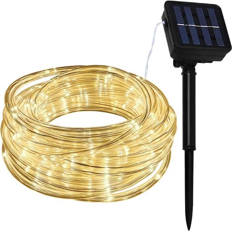 Guirlande Lumineuse Solaire Extérieur 10M 100LED Étanche Blanc Chaud Tube Rope Guirlandes Lumineuses pour Jardin Terrasse Cour Backyard Chemin Clôture Arbre Noël Mariage Décoration Lumière (1/5)