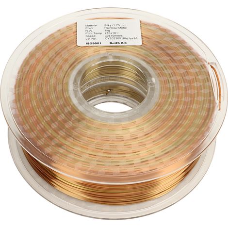 Filament PLA Arc-en-ciel Dégradé Soie 1.75mm, Consommable d'Impression 3D Bobiné Proprement, Couleurs Changeantes (1/5)