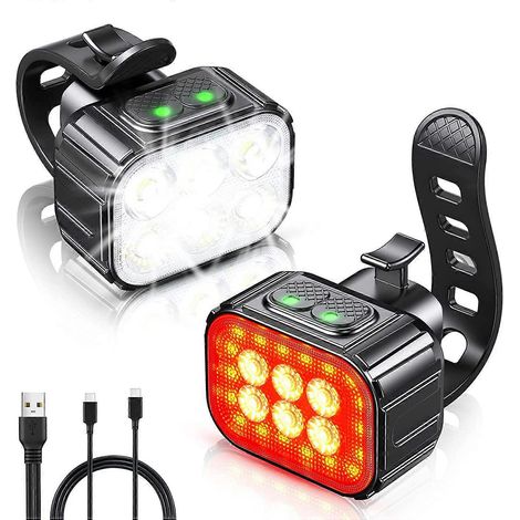 USB-wiederaufladbare LED-Fahrradlampe, Vorder- und Rücklicht (1/5)