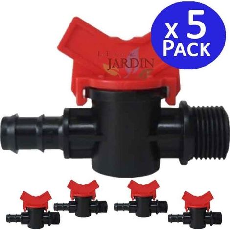 Set di 5 Chiavi per irrigazione da 16 mm Chiave antigoccia 16mm x 1/2'' Rubinetto di arresto per irrigazione 16 mm Valvola