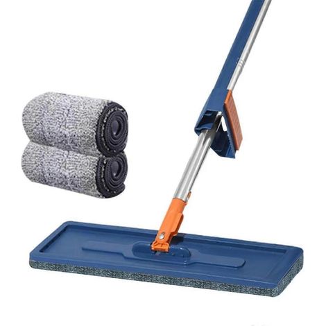 Squeeze Mop Magic Flacher, freihändiger, montierbarer Waschmopp für Faule – Dunkelblau