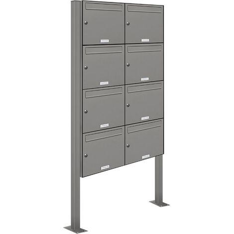 8er Premium Standbriefkasten RAL 9007 freistehend Postkasten Ständer 2x4 S (1/5)