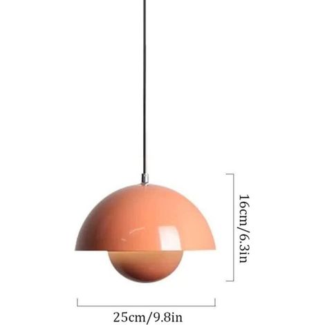 Lampada a sospensione a LED, faretto a incasso a forma di sfera, lampada a sospensione modernista in metallo per soggiorno, camera da letto, sala da pranzo, isola cucina - 25 cm, rosa macaron, luce ca (1/4)