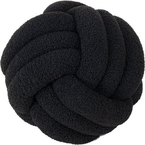 Coussin boule nouée Coussin tissé à la main Ultra doux Coussin d'appoint Coussin de canapé, 22 x 22 cm, Noir (1/5)