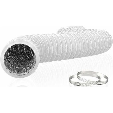 TAISHENGDA-Flexibler PVC- und Aluminium-Lüftungsschacht mit 150 mm Durchmesser und 6 m Länge für Luftabluftanlagen in klimatisierten und trockenen Bereichen (ø150 mm x 6 m, weiß) (1/5)