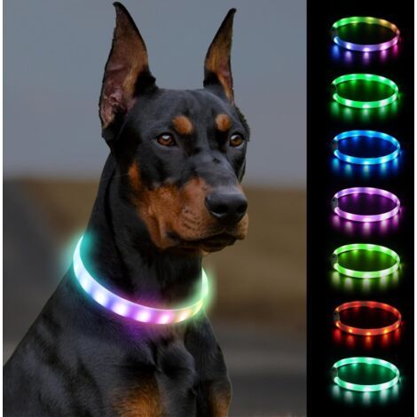 dirigéCollier pour animaux -Collier lumineux rechargeable -longueur ajustable - 9Différents modes d'éclairage -étanche (1/5)