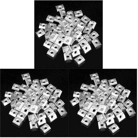 150 écrous coulissants de type T M5, écrous coulissants de type T en acier au carbone galvanisé, compatibles avec les profilés en aluminium 2020. (1/5)