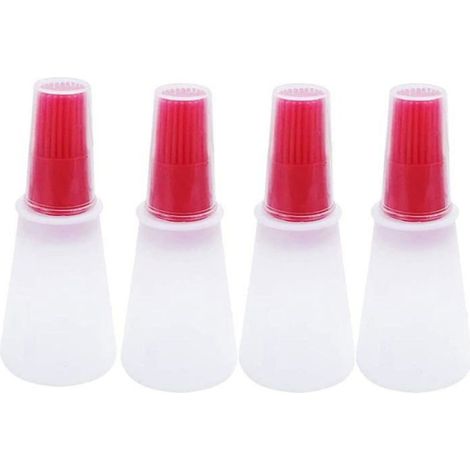 Brosse à huile en silicone, brosse à pâtisserie, brosse à huile, miel et sauce (4 pièces, rouge) (1/4)