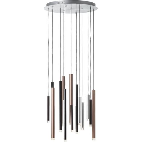 BRILLIANT Cembalo LED Pendelleuchte, dimmbar in 3 Stufen, Deckenlampe höhenverstellbar, warmweißes Licht, energiesparend und langlebig, Hängelampe Esszimmer, 16 flammig, modern in Kaffee Braun (1/5)