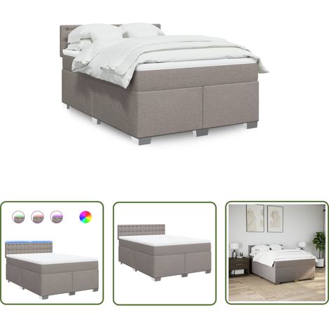 vidaXL Sommier à lattes de lit avec matelas Taupe 140x200 cm Tissu (1/5)