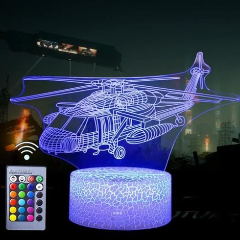 Hélicoptère nuit lumière,3D LED garçons chambre décor lampe nouveauté lumières (1/4)