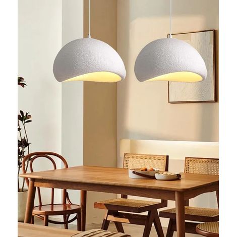 2pcs Suspension Luminaire Moderne Industriel 40cm Créatif Lustre Plafonnier Ciment Design Edison pour Salon Chambre,Blanc (1/5)