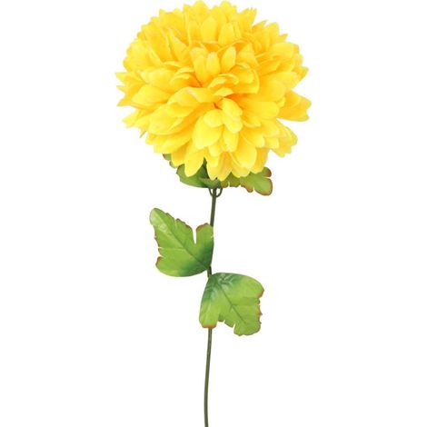 Crisantemo artificiale giallo singolo - Decorazione cimiteriale di alta qualità (1/2)
