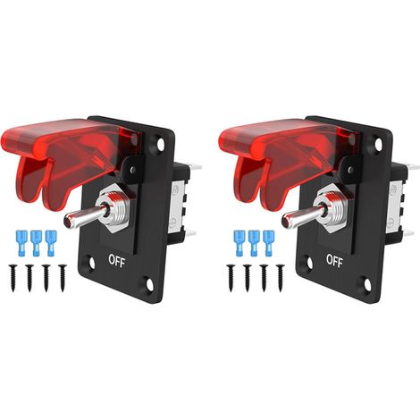 2X Interrupteur à Bascule 12 V DC 20 A Interrupteur à Bascule Éclairé 3 Broches ON/OFF SPST LED Éclairé avec Panneau de (1/5)