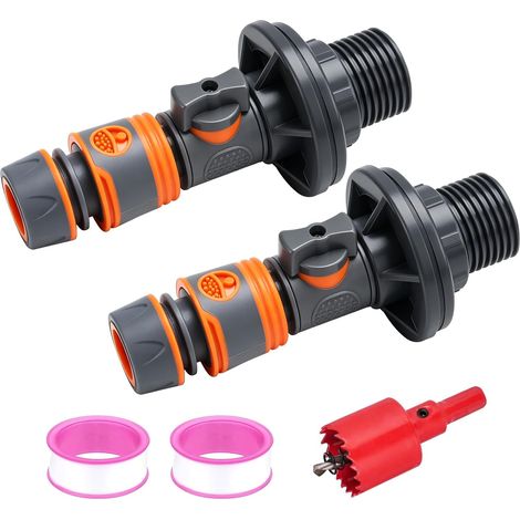 Kit de Raccords pour Tonneaux 3/4 Pouce 16mm d'eau de Pluie Raccord Reservoir Eau Raccord Cuve Eau avec Robinet D'arrêt (1/5)