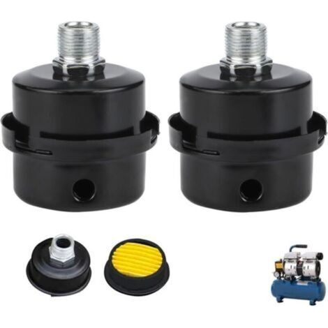 2 Pack Air Filter for Compressor, Metal Muffler, Intake Thread, for Air Compressor, Replacement Parts, Air Compressor, Air Filter (1/4)