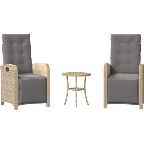 Maison Exclusive - 3-tlg. Bistro-Set mit Kissen Beigemischung Pol