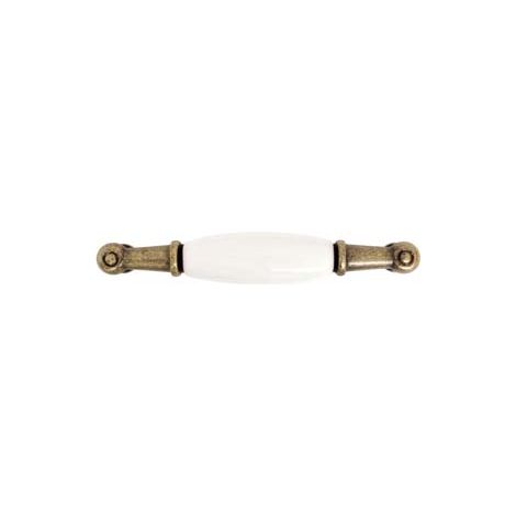 MANIGLIA PER MOBILI IN PORCELLANA MOD.M30.00 BIANCA- - mm.107x18h. - interfori mm.96 - 5 pezzi METALSTYLE