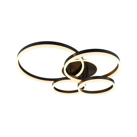 Trio Lighting Plafón de techo DRAKE varios círculos 50W 5850lm, regulable 2700 - 6500K 80x70cm IP20 Negro (1/5)