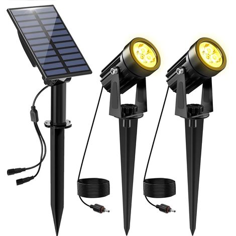 Panneau solaire - Lampe de jardin - Panneau solaire polycristallin 3 W avec fonction crépuscule-aube - 1 pièce - Pour allées et terrasses - Noir (1/5)