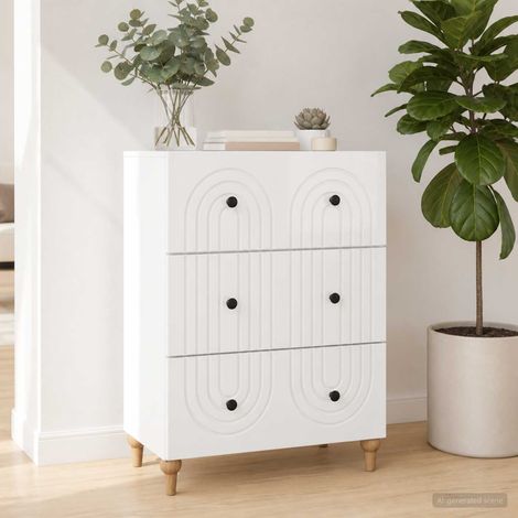 vidaXL Mobile con Cassetti Bianco Lucido 66 x 34,5 x 90 cm (1/5)