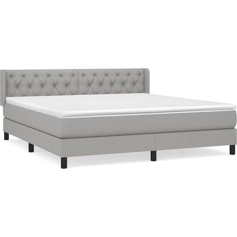 Maison Exclusive - Cama box spring con colchón tela gris claro 16 (1/5)
