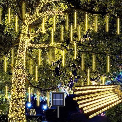 8 Tubes 30CM 144LED Solaire Météores Pluie Lumières, Guirlandes Lumineuses Imperméable Lumiere de Noel Exterieur pour Noël (T) (1/4)