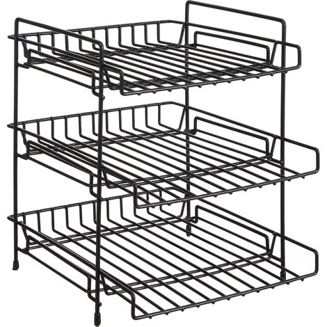 Support de cuisine - Porte-épices - Rangement sur comptoir à 3 niveaux - Rangement sous évier - 30x26x30cm - Noir (1/5)