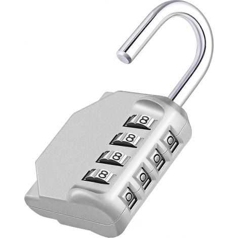 Cadenas à combinaison, cadenas à code 4 chiffres, cadenas pour salle de sport, cadenas pour casier scolaire, cadenas à combinaison extérieur résistant aux intempéries (noir) argent (1/5)