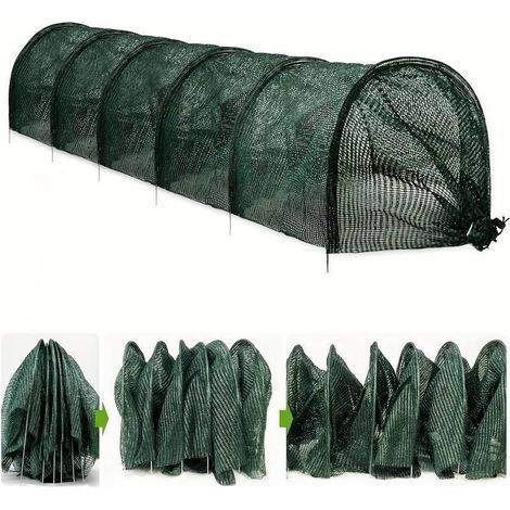 Serre portable 2 en 1 : protection contre la chaleur du soleil, tunnel de jardin avec filet d'ombrage à ouverture rapide, couverture de rangée pour légumes (1 pièce) - 300 × 45 × 45 cm (1/4)