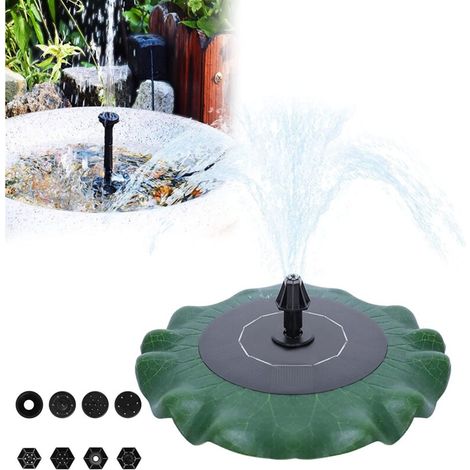 Fontaine Solaire - Pompe à Eau Solaire - Décoration en Feuille de Lotus avec Buses de pulvérisation - Pompe Solaire de 1,4 W - pour Jardin (1/5)