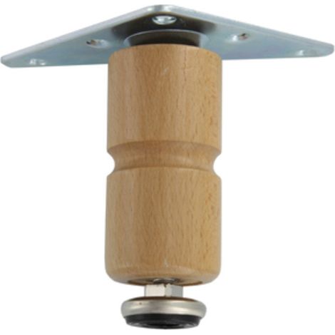 ricambio piedino in legno chiaro   mm 38 cm 15h con piastra per mobili (1/3)