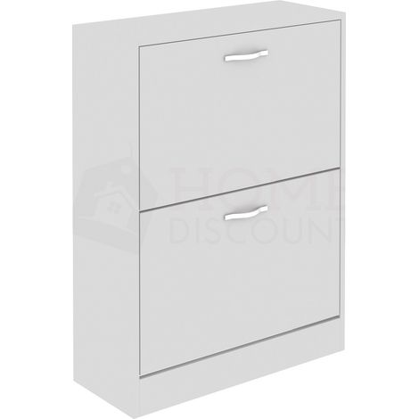 2 Schubladen Schuhschrank Flur Aufbewahrung Schrank Stehschrank, Weiß (1/5)