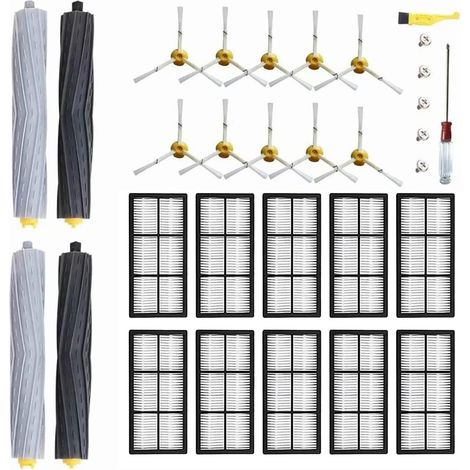 Kit de repuestos para aspiradoras robot iRobot Roomba serie 8/9, 25 piezas (2 juegos de cepillos principales + 10 cepillos laterales + 10 filtros + 1 cepillo de limpieza + 1 (1/5)