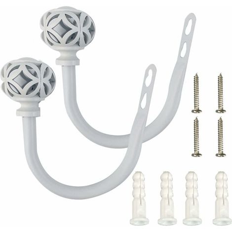 Lot de 2 embrasses de rideaux en forme de U, décoration intérieure, supports de rideaux multifonctionnels en fer forgé blanc (1/5)