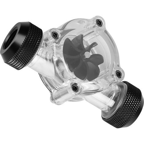 Capteur de débit d'eau pour PC, connecteur G1/4" femelle, 8 ailettes de refroidissement, couleur noire (1/5)