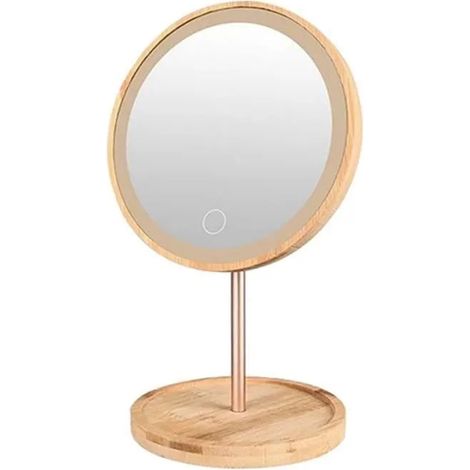 Miroir de Maquillage Miroir en Bois DTachable LED Miroirs DCran de Contact Maquillage de Bureau Miroir Cosm MIROIR DE SALLE DE BAIN (1/4)