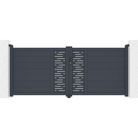 Portail battant 3,5m ARLBERG H.120 aluminium gris (1/5)